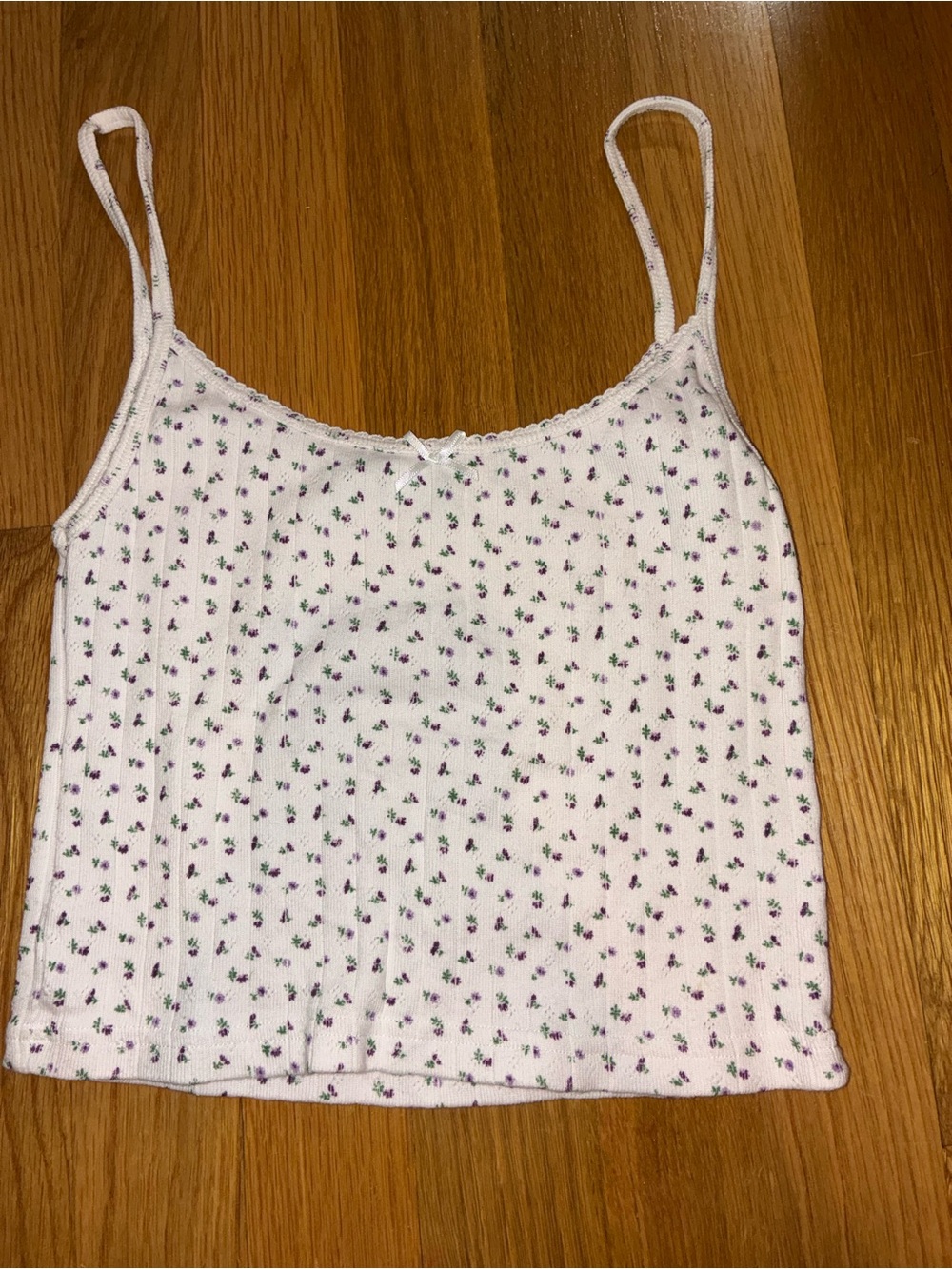 Brandy Melville White Cami with Purple Floral Print
